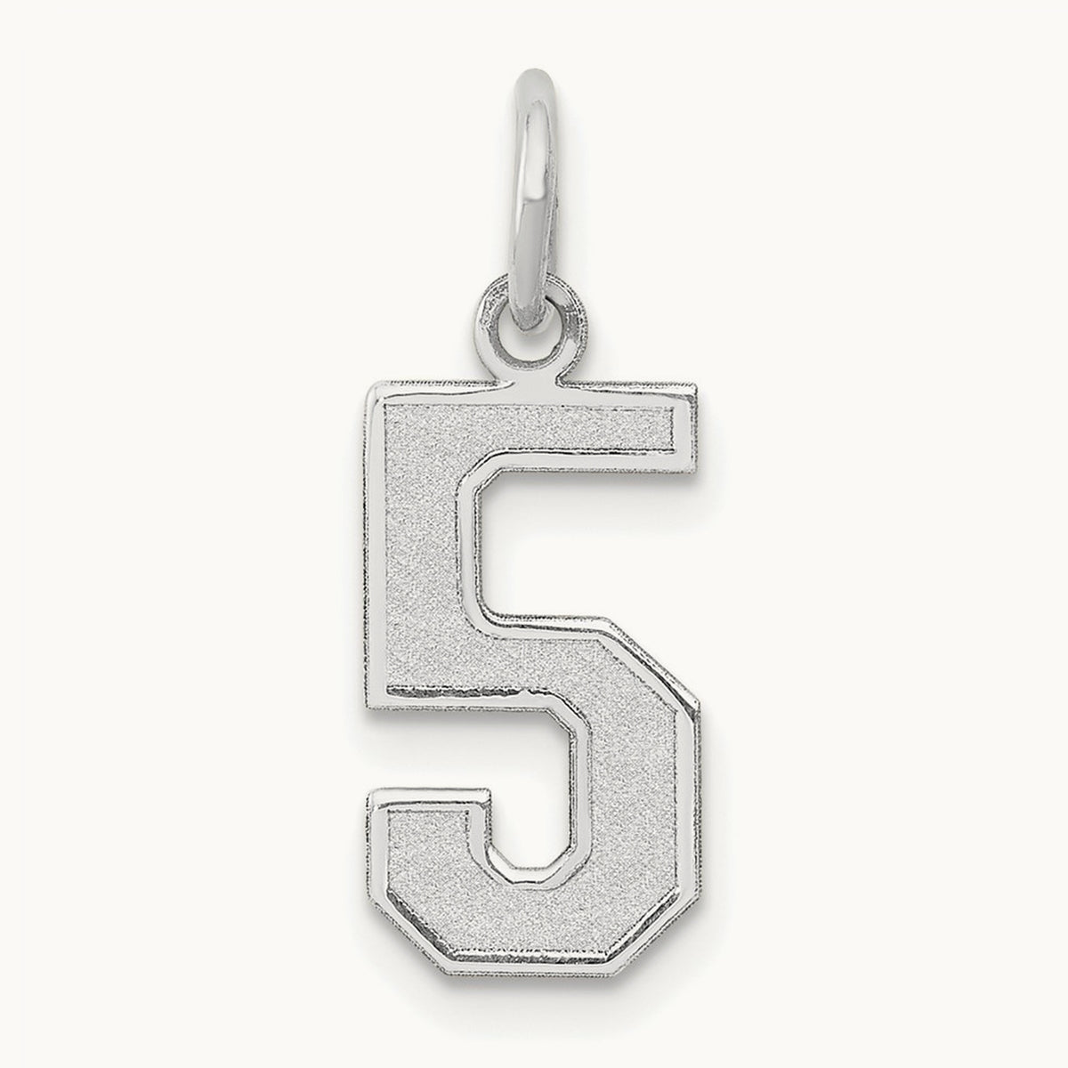 Medium Satin Number 5 Charm — 14K White Gold
