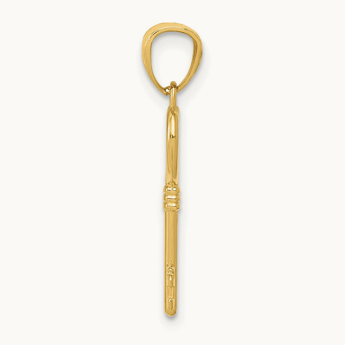 Polished 3D Heart Key Charm, 14K