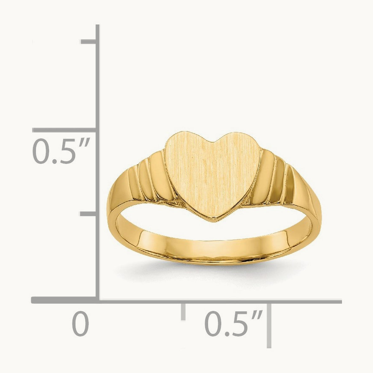 Satin Children's Heart Signet Ring, 14K
