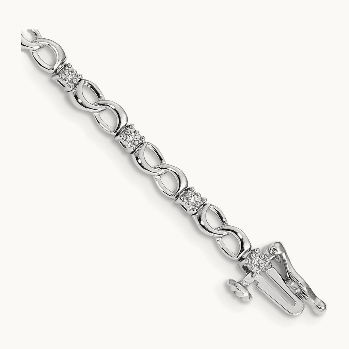 Diamond Figure 8 Link Bracelet — 14K White Gold