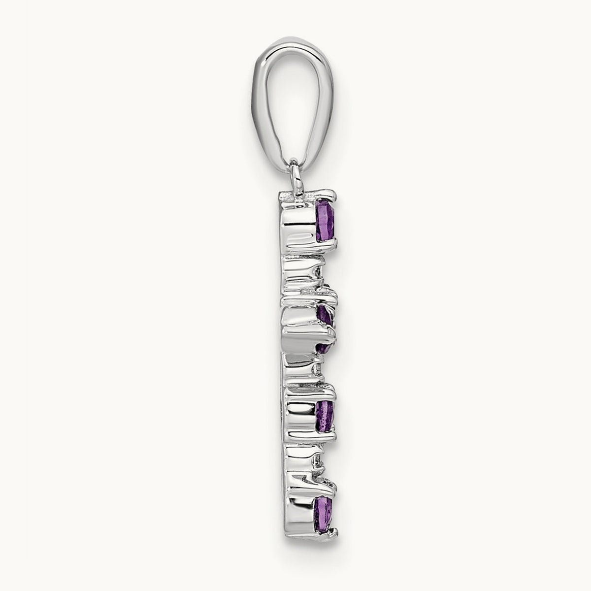 Amethyst and Diamond Cross Pendant — 14K White Gold