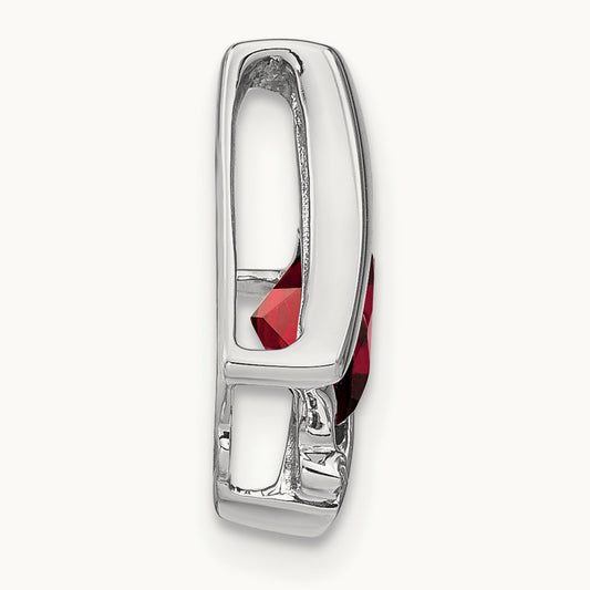 Garnet and Diamond Pendant — 14K White Gold
