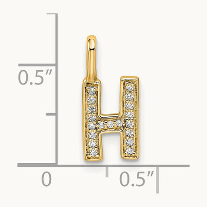 Diamond Letter H Initial Pendant, 14K Gold