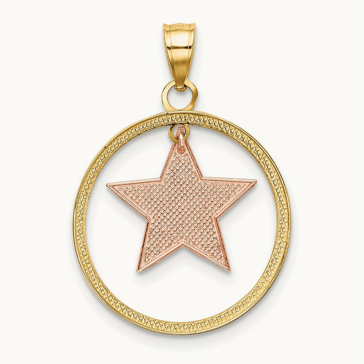w/White Rhodium Star in Frame Moveable Charm, 14K Two-tone