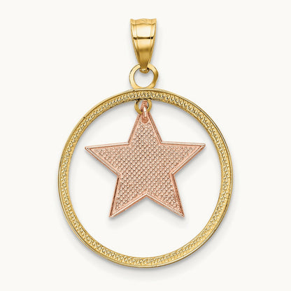 w/White Rhodium Star in Frame Moveable Charm, 14K Two-tone