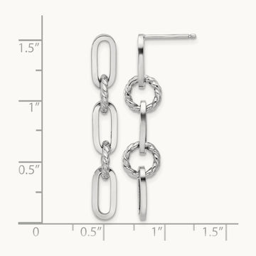 Polish and Twisted Chain Link Dangle Post Earrings, 14K White Gold