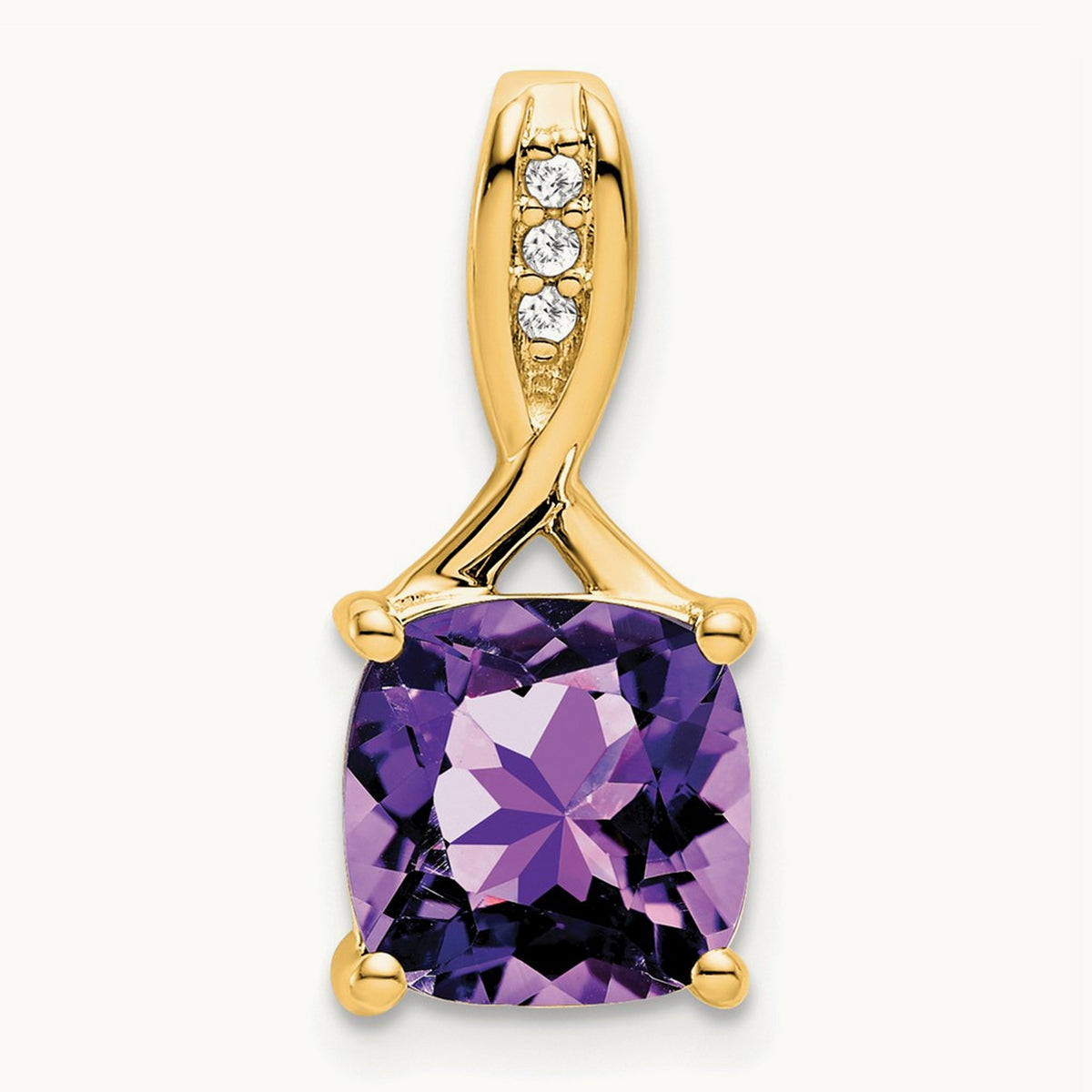 Cushion Amethyst and Diamond Pendant — photo set