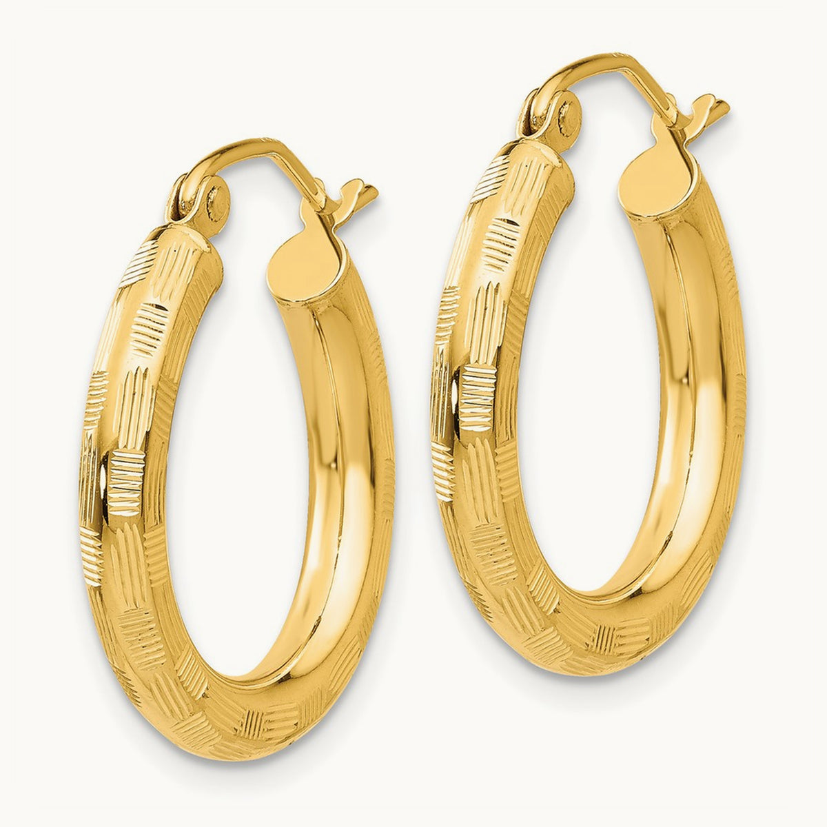 Diamond-cut Hoop Earrings, 14K