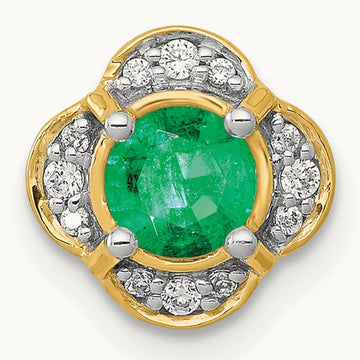 Diamond and .33 Emerald Fancy Chain Slide, 14K
