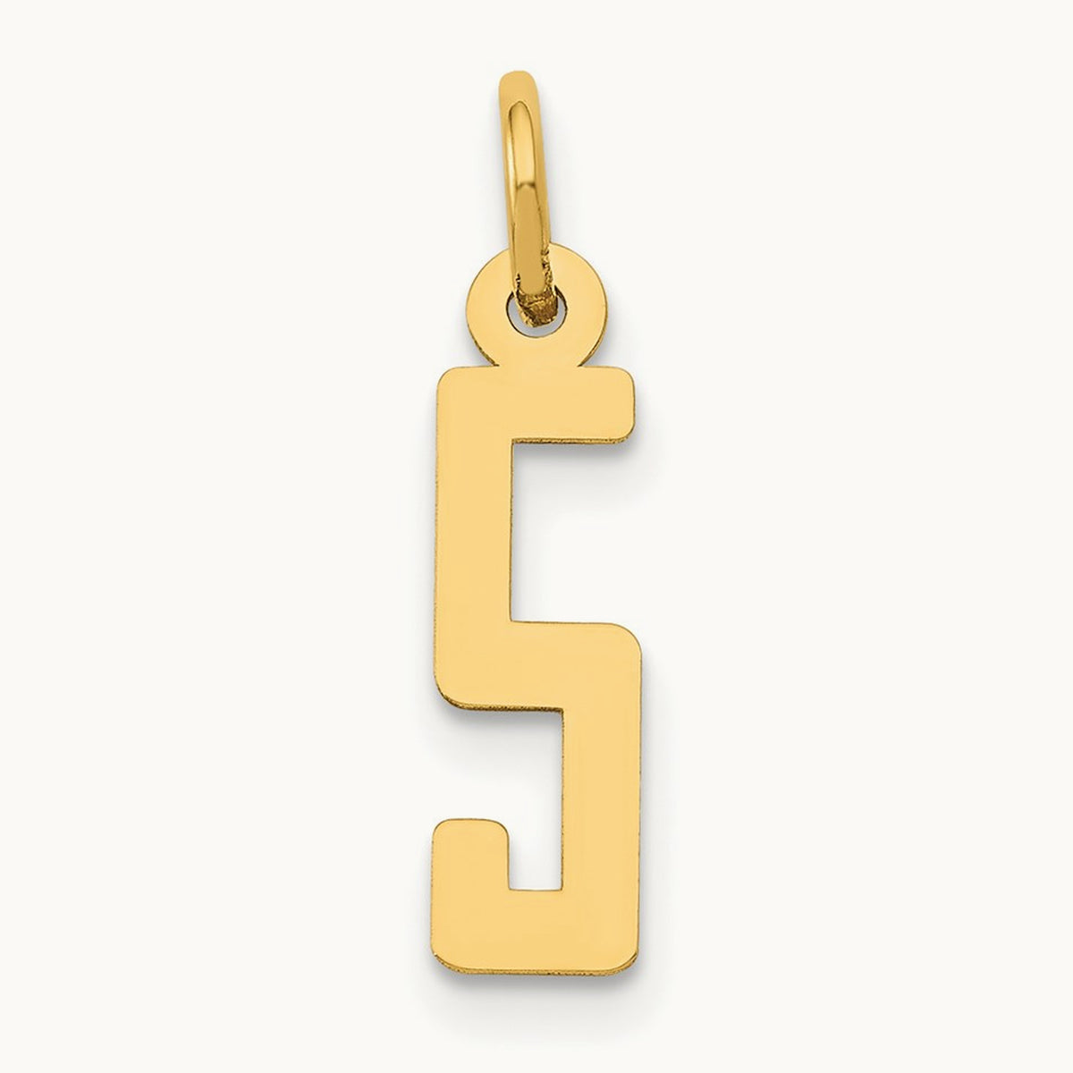 Small Elongated Number 5 Charm, 14K