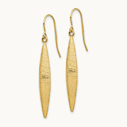 Brushed Dangle Earrings — 14K Yellow Gold