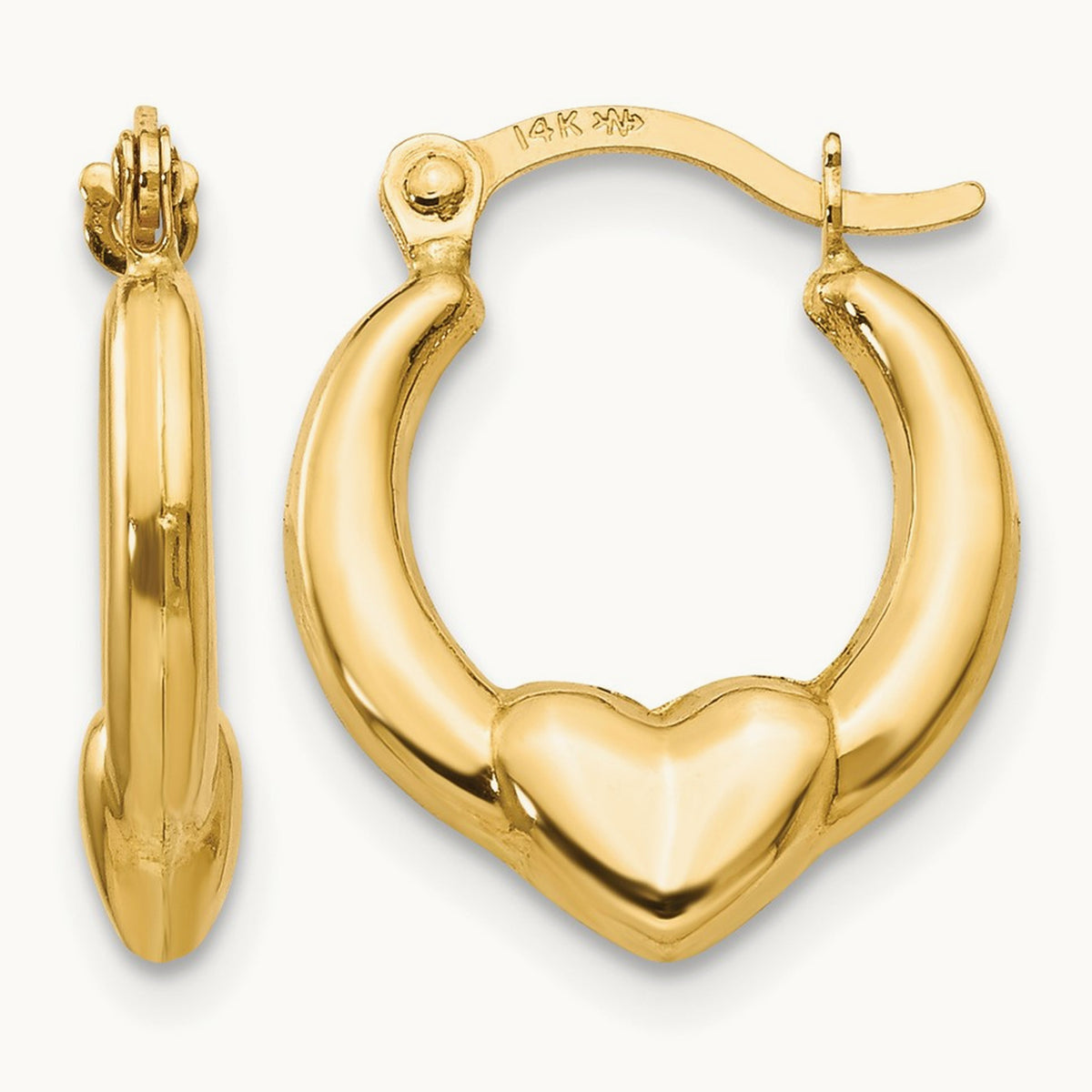 Madi K Hollow Heart Hoop Earrings, 14K
