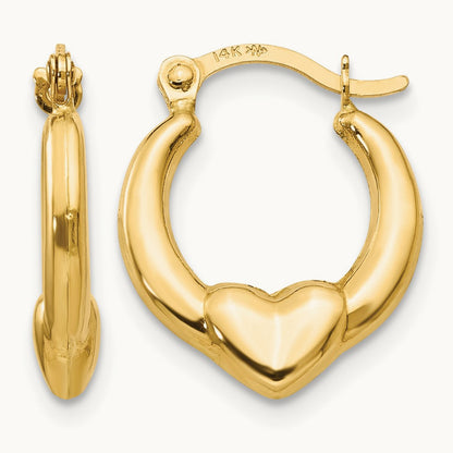 Madi K Hollow Heart Hoop Earrings, 14K