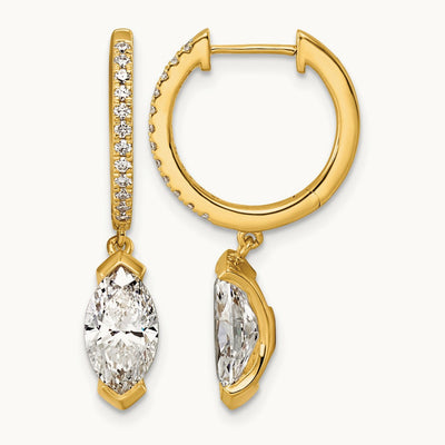 Marquise Bezel Dangle Hoop Earrings, 2.50 ct tw Lab-Grown Diamond