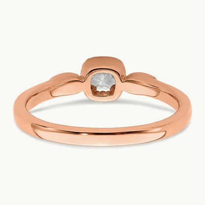Gold Petite Rope Edge Cushion Ring, 0.25 ct tw — 14K Rose Gold