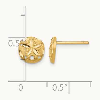 Diamond-cut Sand Dollar Earrings — 14K Yellow Gold