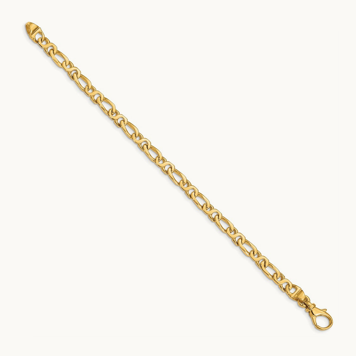 Hand Polished Fancy Link Bracelet, 4.8mm, 14K