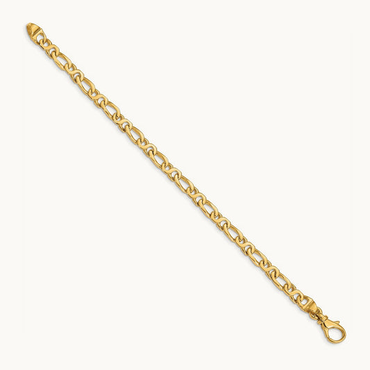 Hand Polished Fancy Link Bracelet, 4.8mm, 14K