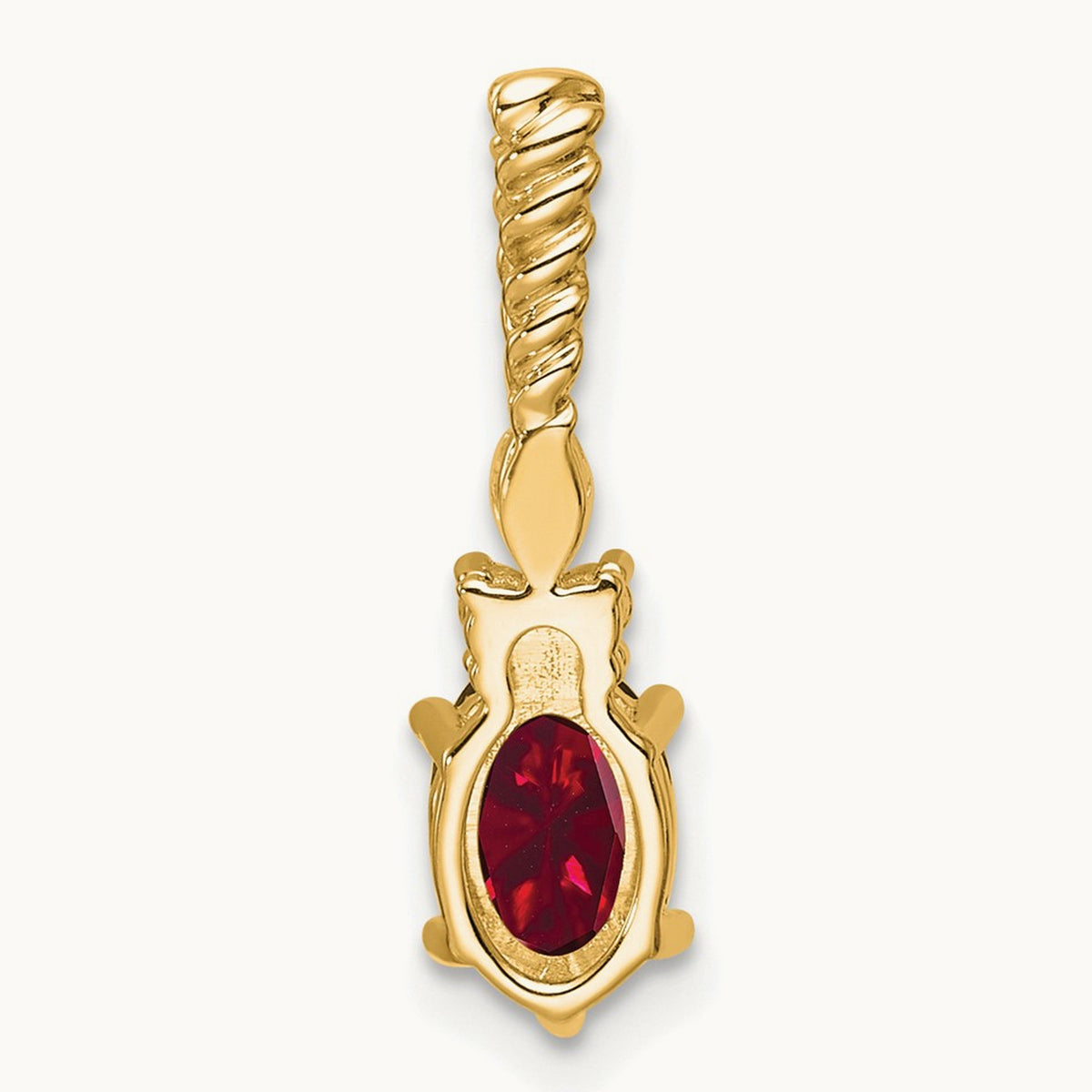 Polished Diamond and Lab Created Ruby Twisted Chain Slide, 14K
