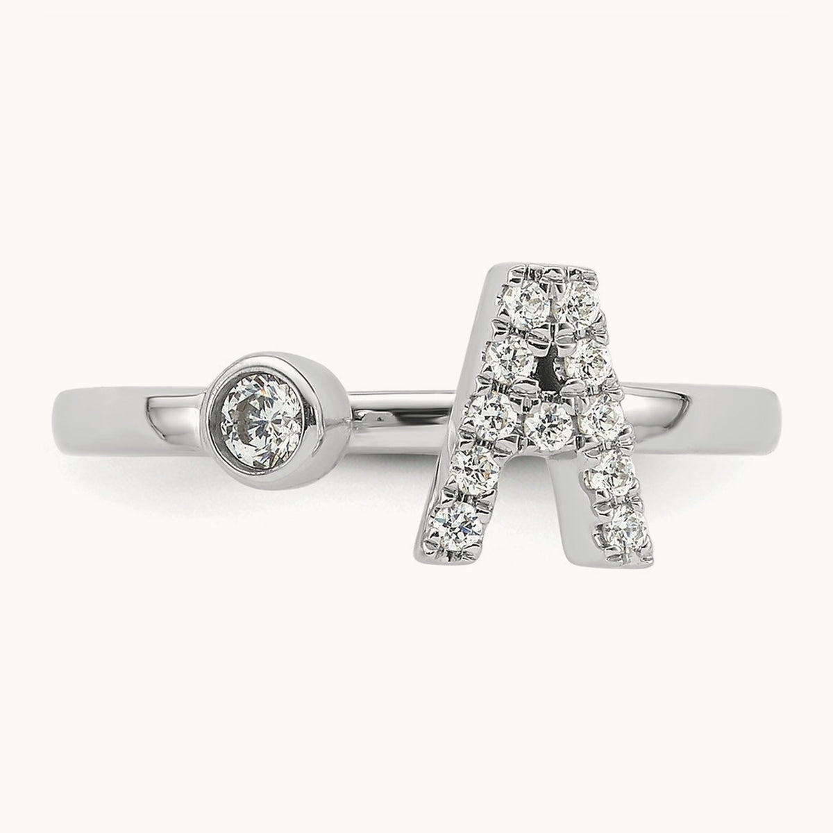 Initial A Adjustable Ring, 0.15 ct tw Lab-Grown Diamond
