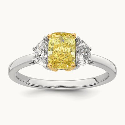 L Cushion Vivid Yellow & Half Moon Ring, 1.50-4.75 ct tw Lab-Grown Diamond