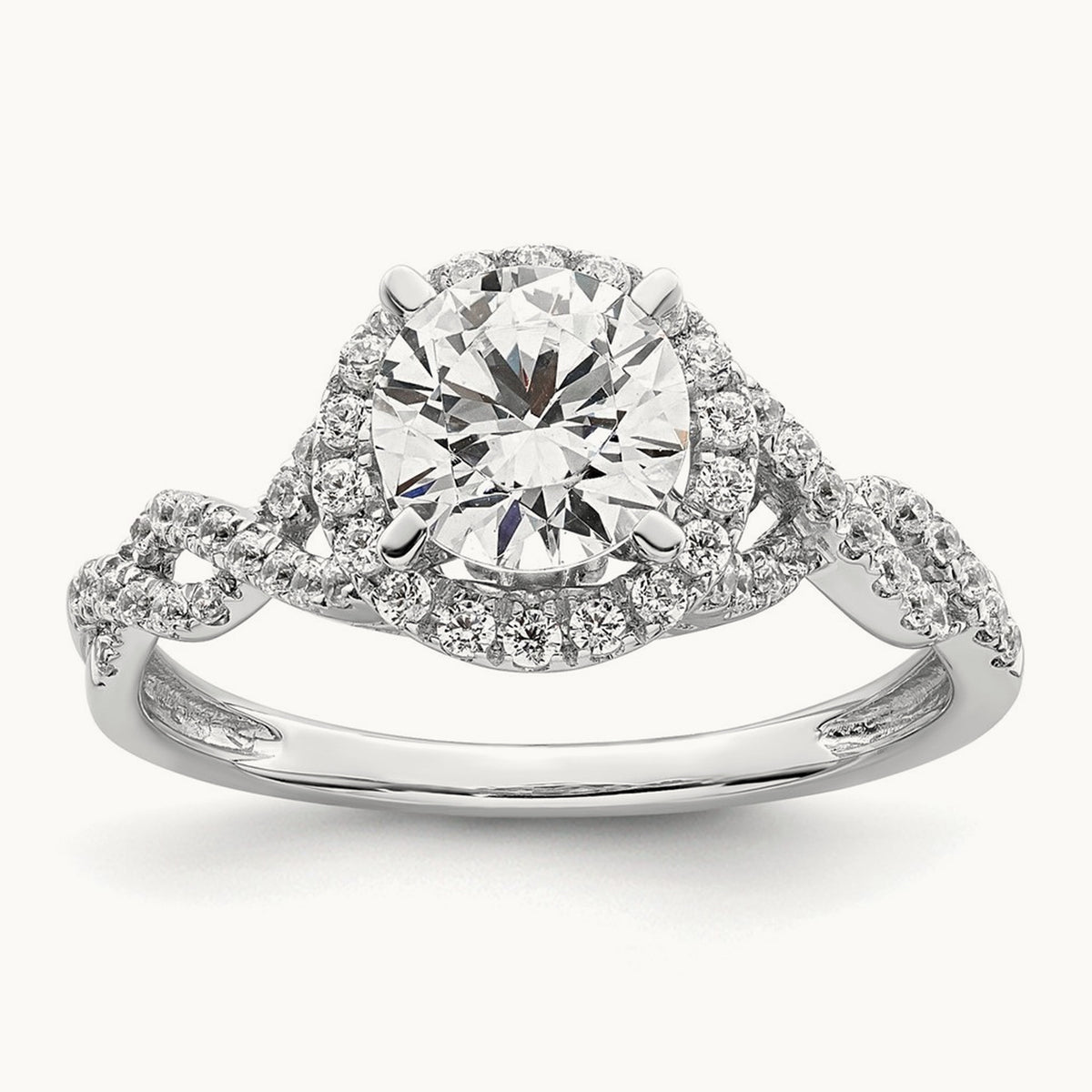 Vintage Round Halo Semi-Mount Engagement Ring, 0.25 ct tw