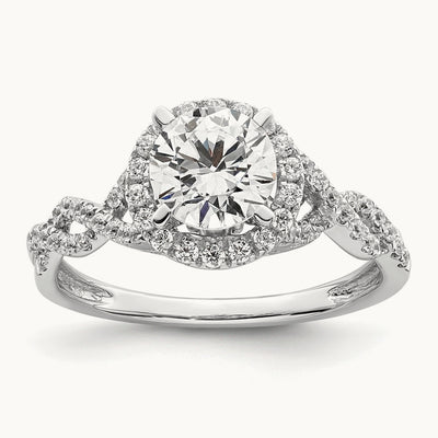 Vintage Round Halo Semi-Mount Engagement Ring, 0.25 ct tw