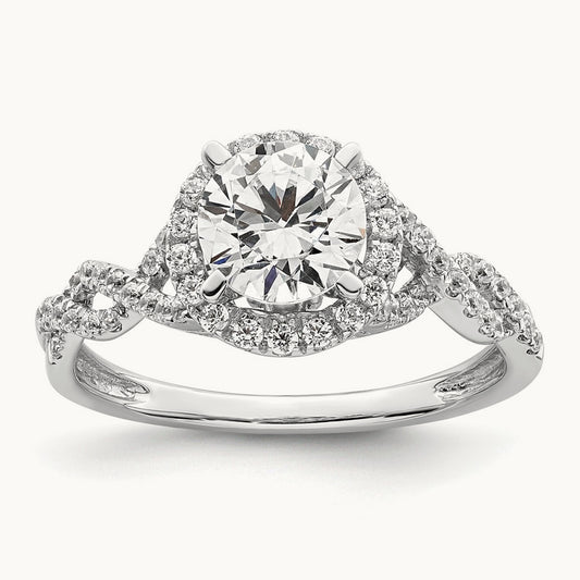 Vintage Round Halo Semi-Mount Engagement Ring, 0.25 ct tw