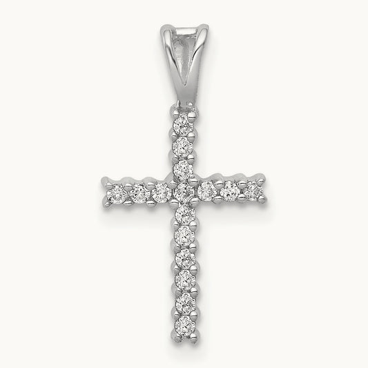 1/6ct. Diamond Latin Cross Pendant — 14K White Gold, 19.5mm