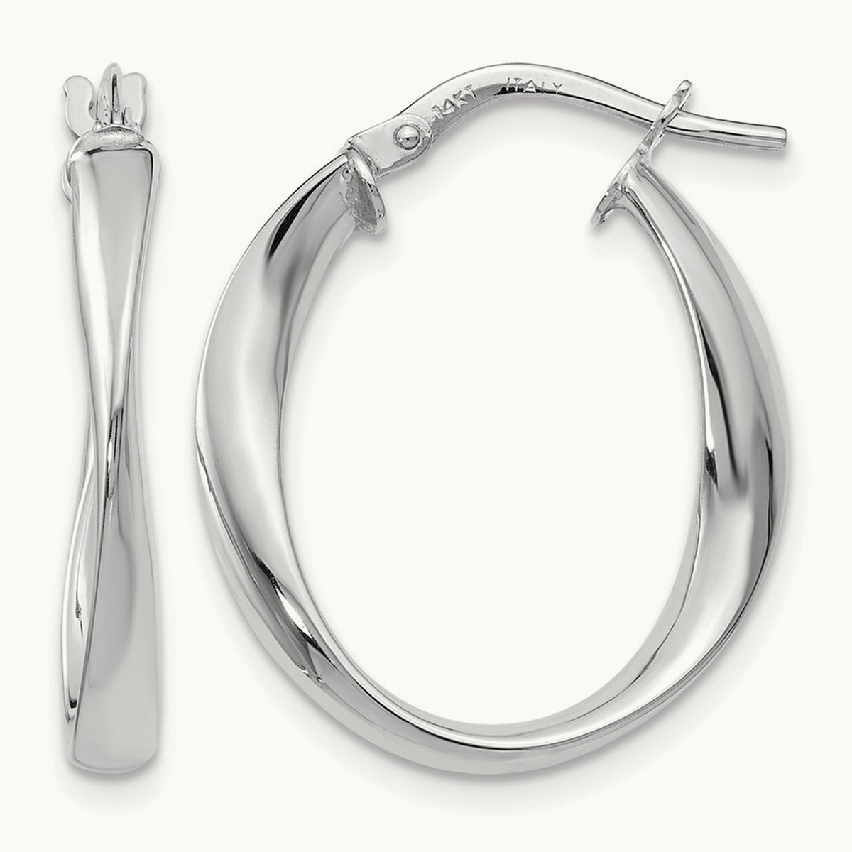 Plating Polished Hoop Earrings, 14K with White Rhodium — Leslie's