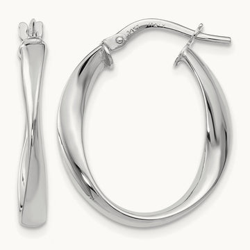 Plating Polished Hoop Earrings, 14K with White Rhodium — Leslie's