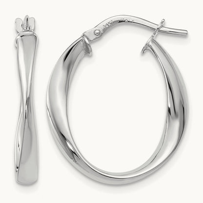 Plating Polished Hoop Earrings, 14K with White Rhodium — Leslie's
