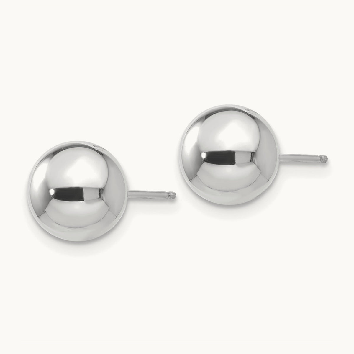 Polished Ball Post Earrings — 14K White Gold, 8mm