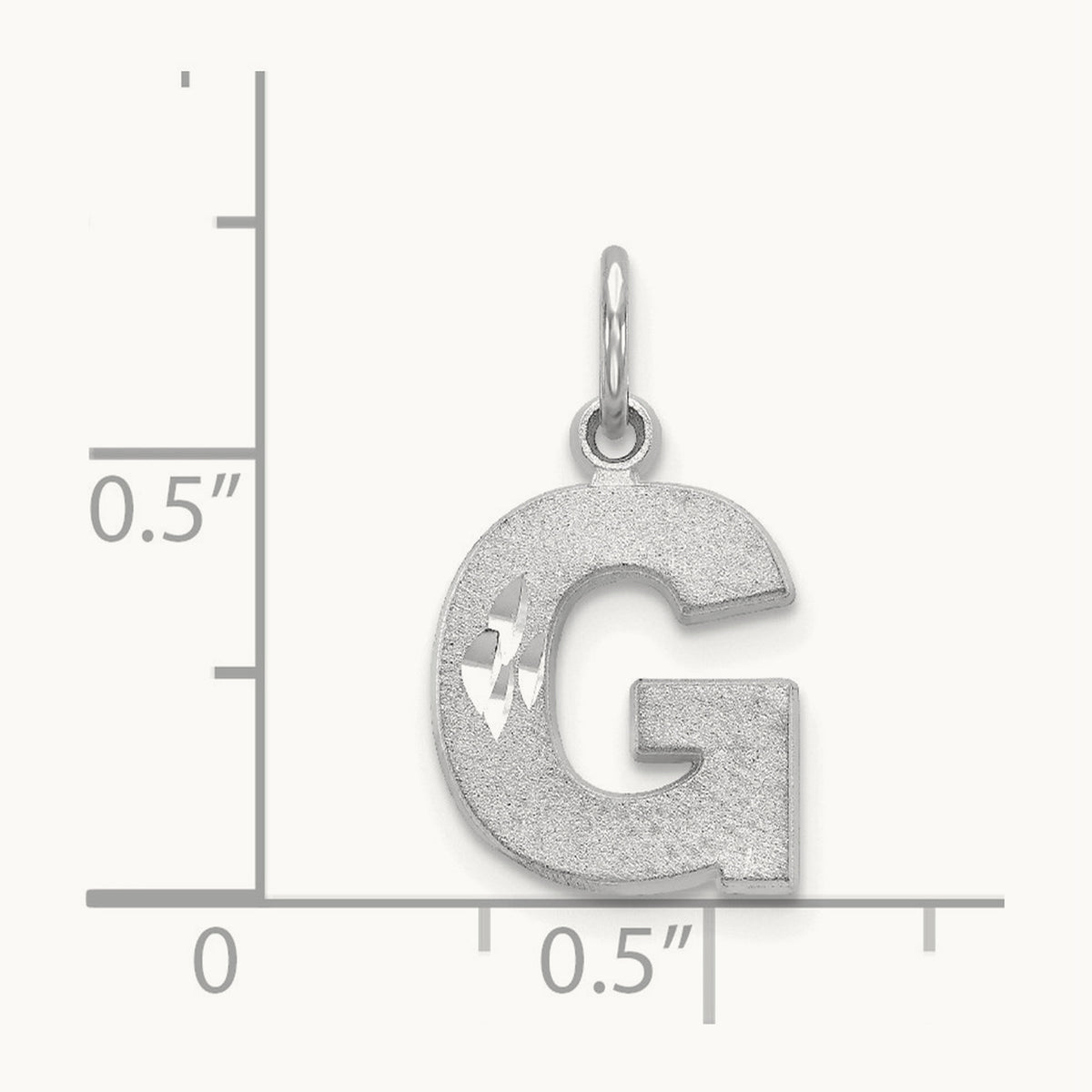 Satin Diamond-cut Initial Charm — 14K White Gold, G