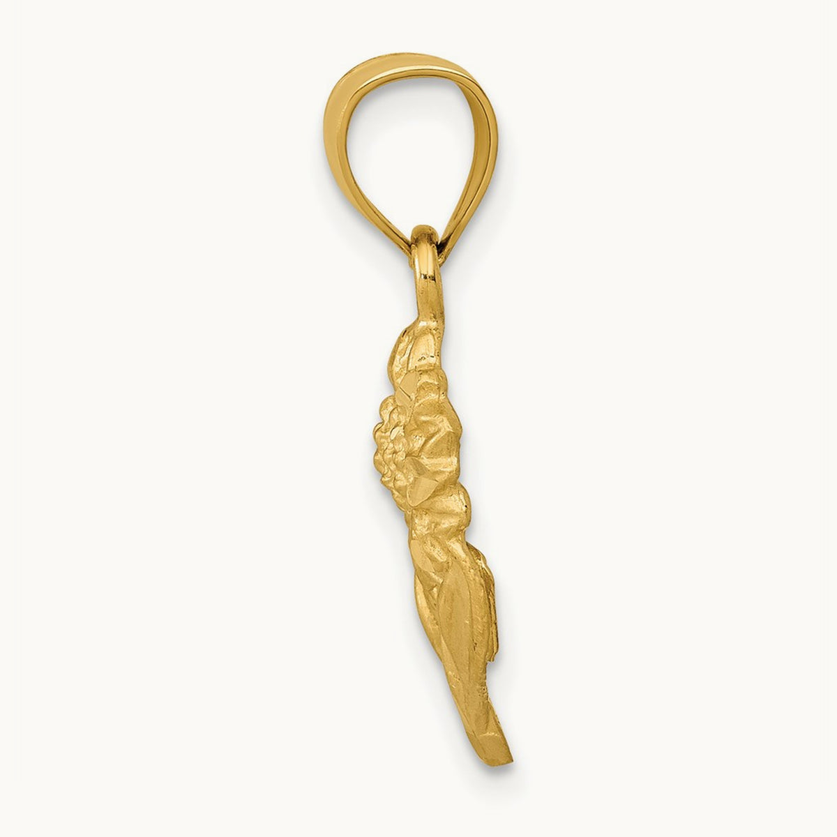 Satin Diamond-cut Sunflower Pendant, 14K