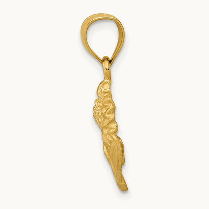 Satin Diamond-cut Sunflower Pendant, 14K