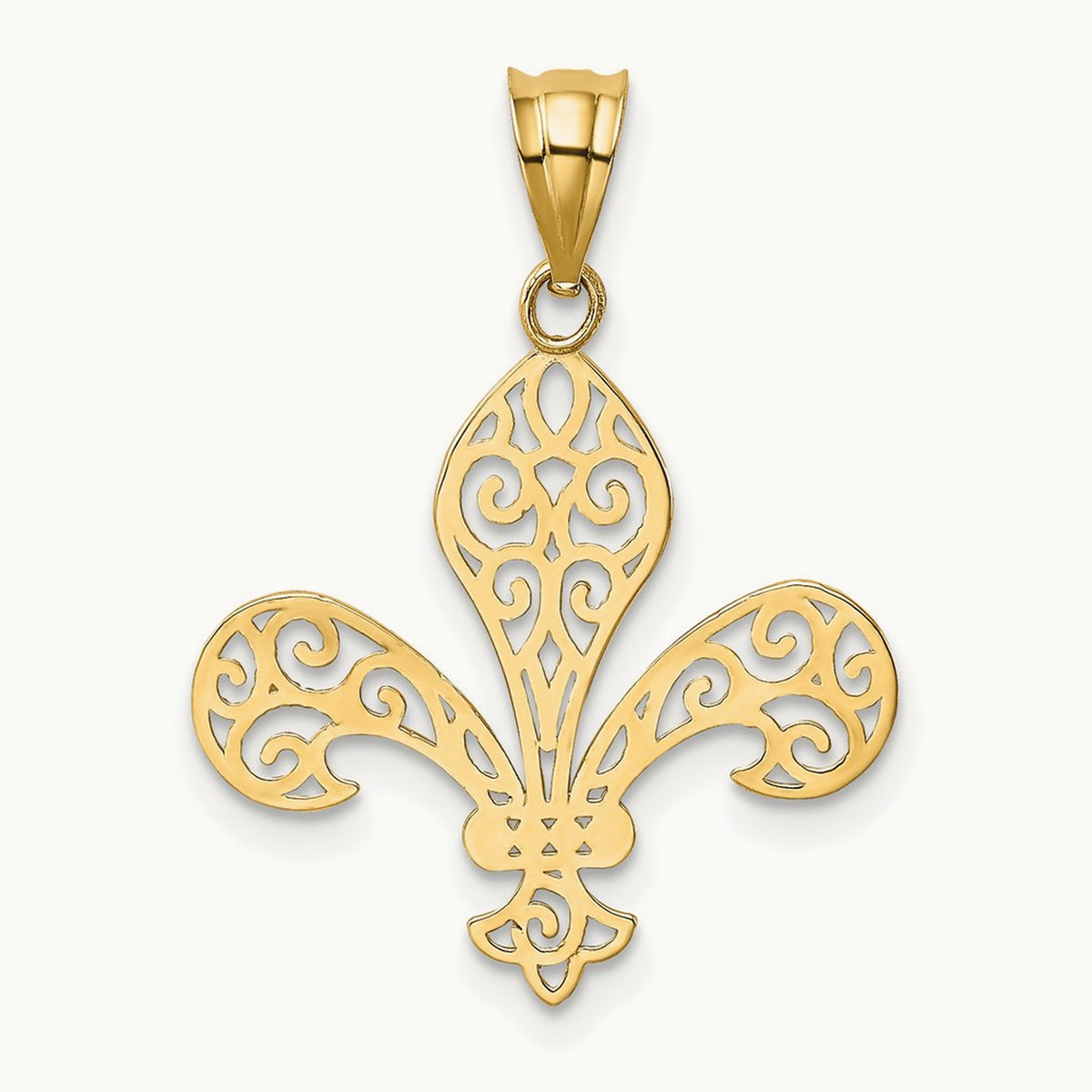 Filigree Fleur de Lis Pendant, 14K