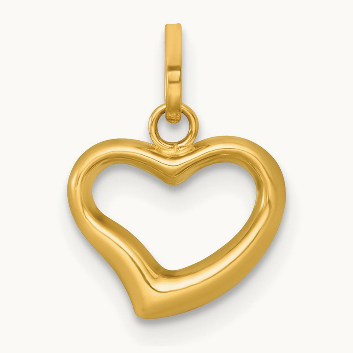 Polished Open Heart Charm Pendant, 14K
