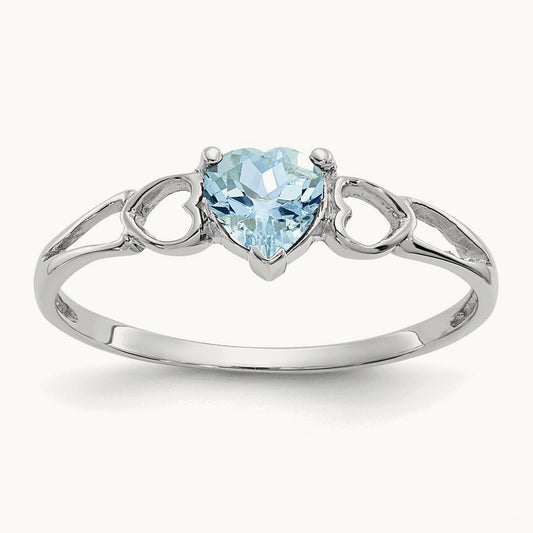 Aquamarine Birthstone Ring, 14K White Gold
