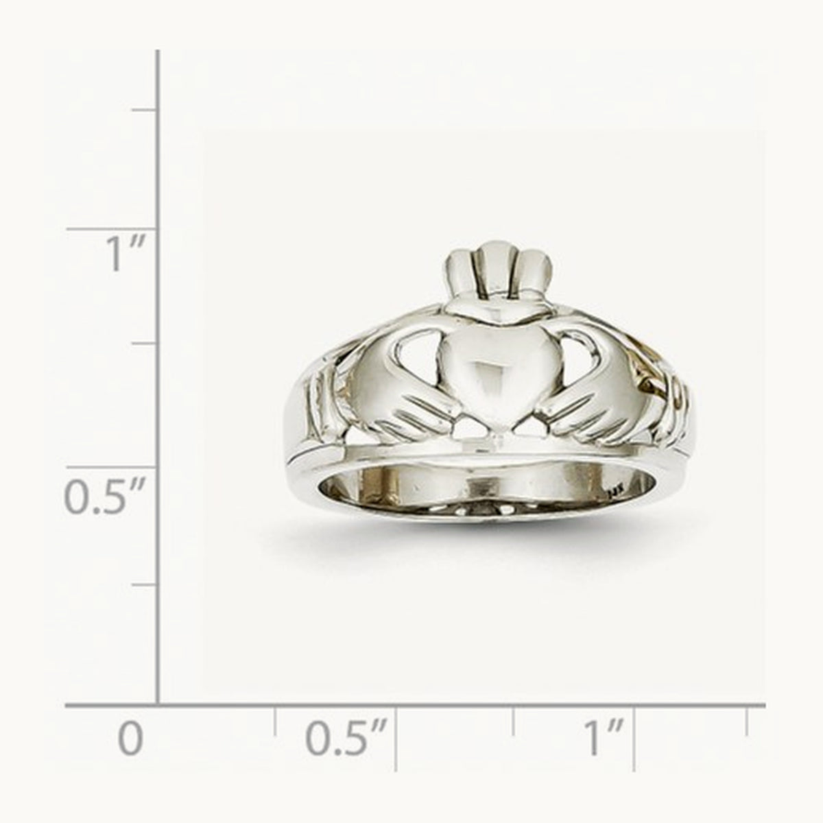 Ladies Claddagh Ring, 14K White Gold