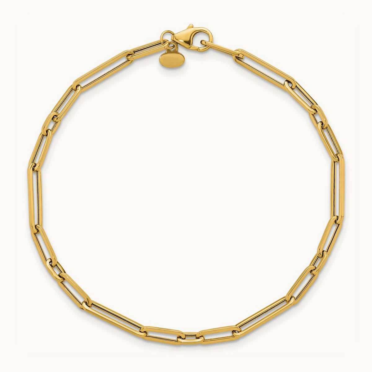 Polished 7.5in Paperclip Link Bracelet, 14K