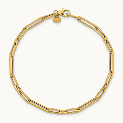 Polished 7.5in Paperclip Link Bracelet, 14K