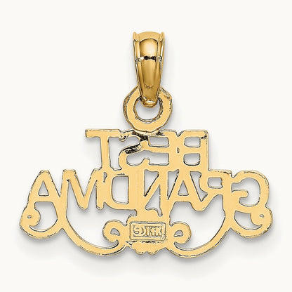 BEST GRANDMA with Flower Charm, 14K