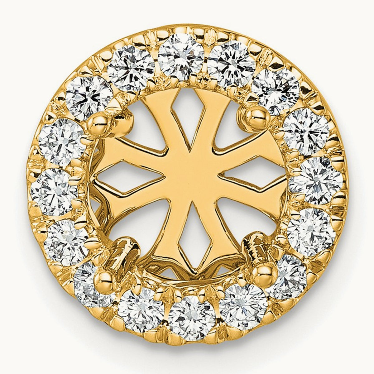 Semi-Mount Round Halo Chain Slide, Lab-Grown Diamond — 1/2 ct, 14K Yellow Gold