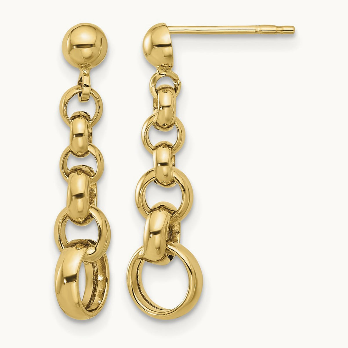 Polished Circle Link Post Earrings, 14K