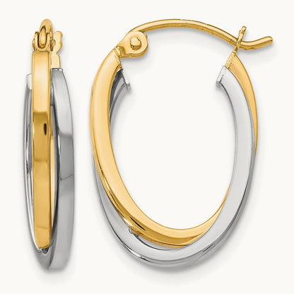 Polished Hinged Hoop Earrings, 10K Two-tone — Leslie's