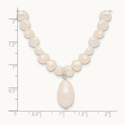FW Cultured Pearl Drop 18in Necklace, Sterling Silver