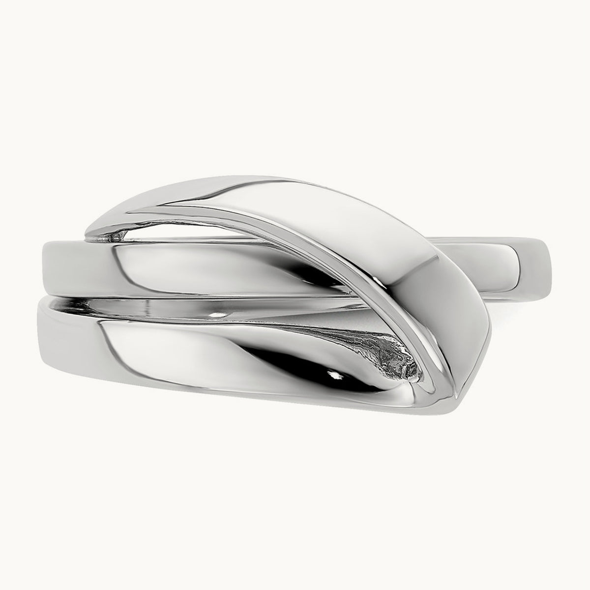 Polished with Folded Design Band — 14K White Gold