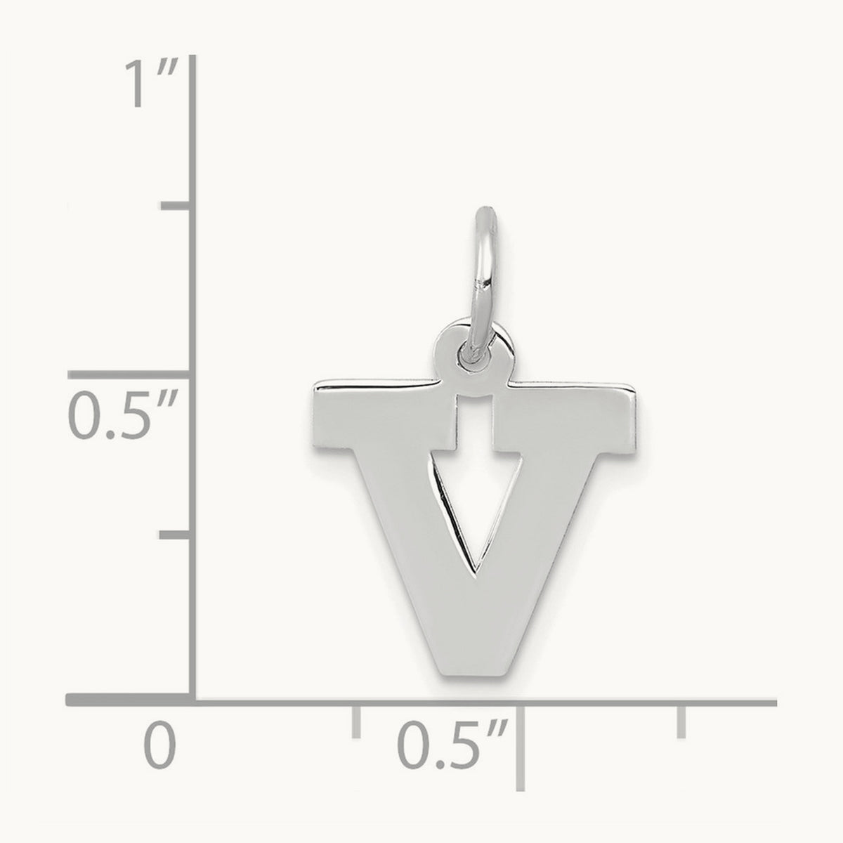 Small Block Initial Charm — 14K White Gold, V