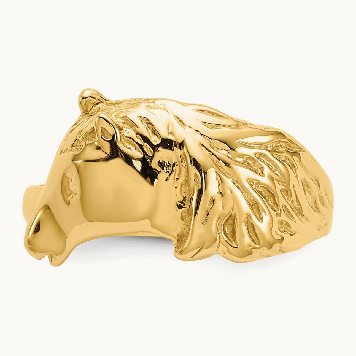 Polished Horse Head Ring, 14K Gold